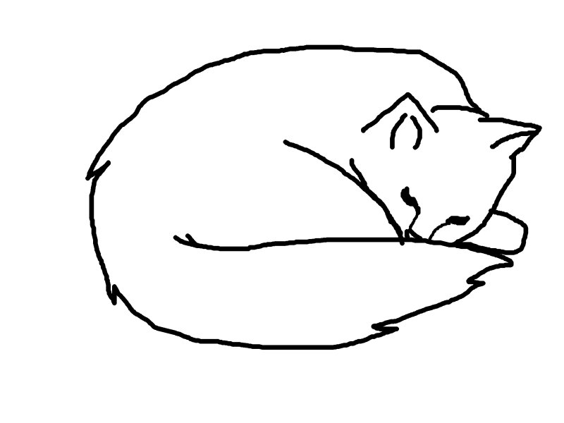 Нарисовать кошку лежащую