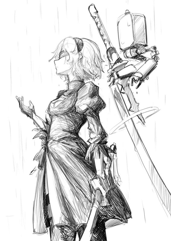 NIER Automata 2b арт карандашом