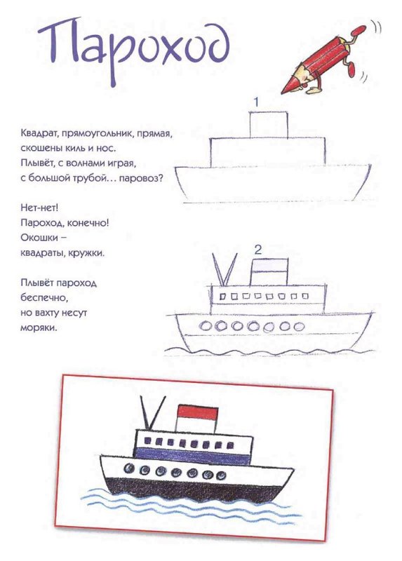 Рисование пароход старшая группа