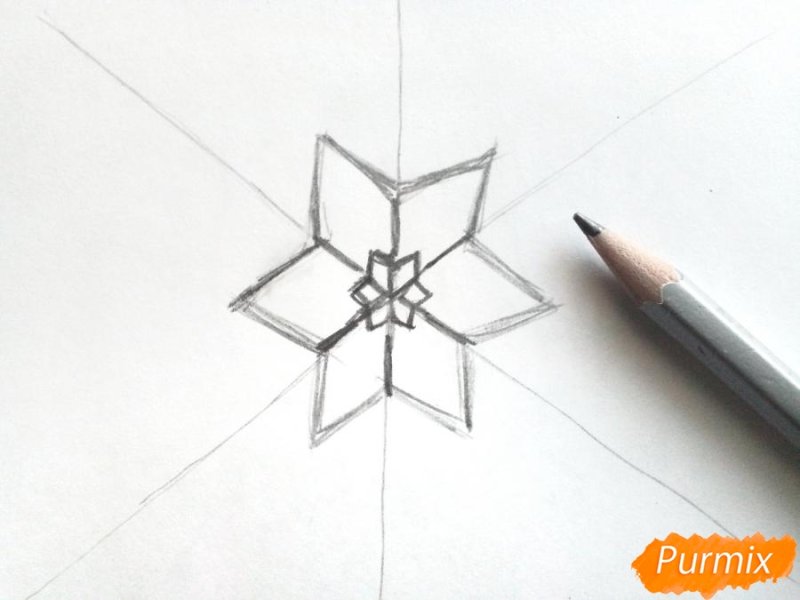 Снежинка рисунок карандашом