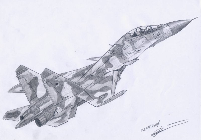 Самолёт Су-35 рисунок