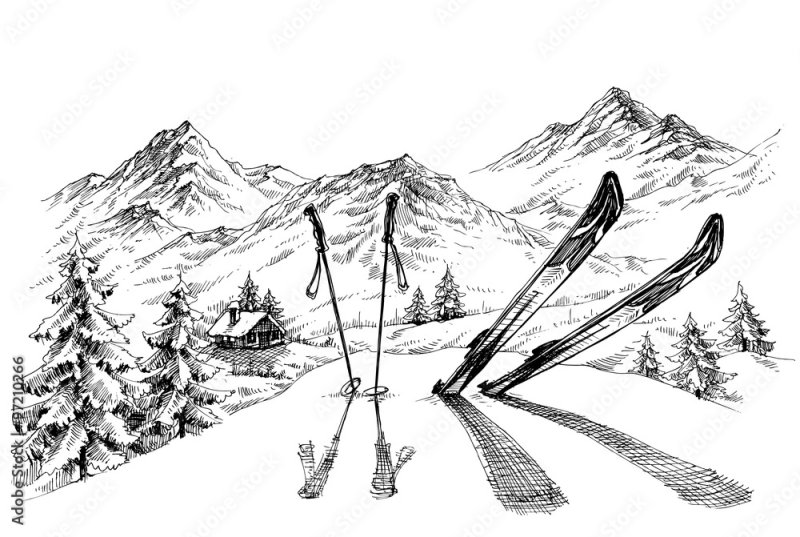 Лыжи скетч