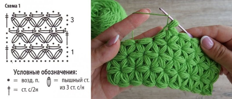 Вязание крючком узор Звездочка схема