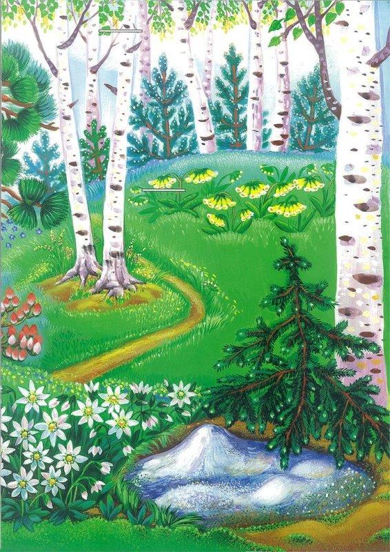 Лес рисунок для детей