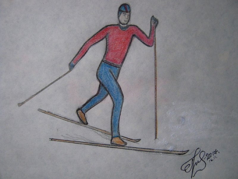 Лыжник рисунок