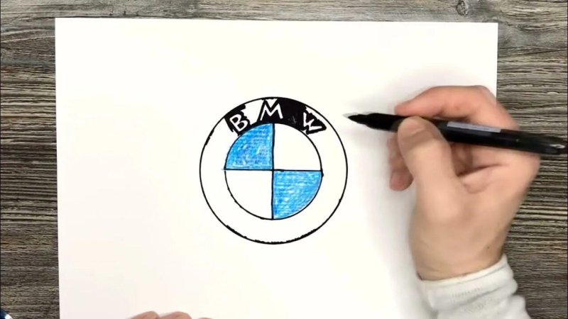 Логотип БМВ рисунок карандашом