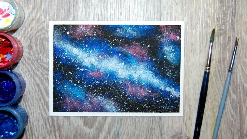 Космос рисунок гуашью