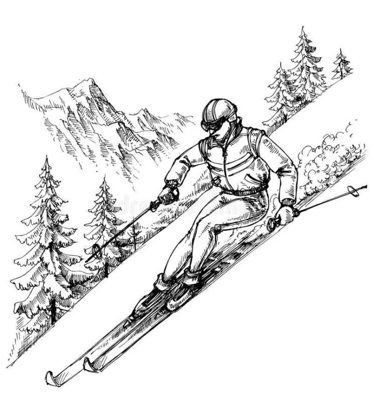 Лыжи раскраска