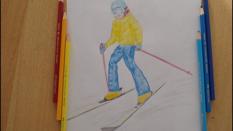 Лыжник рисунок