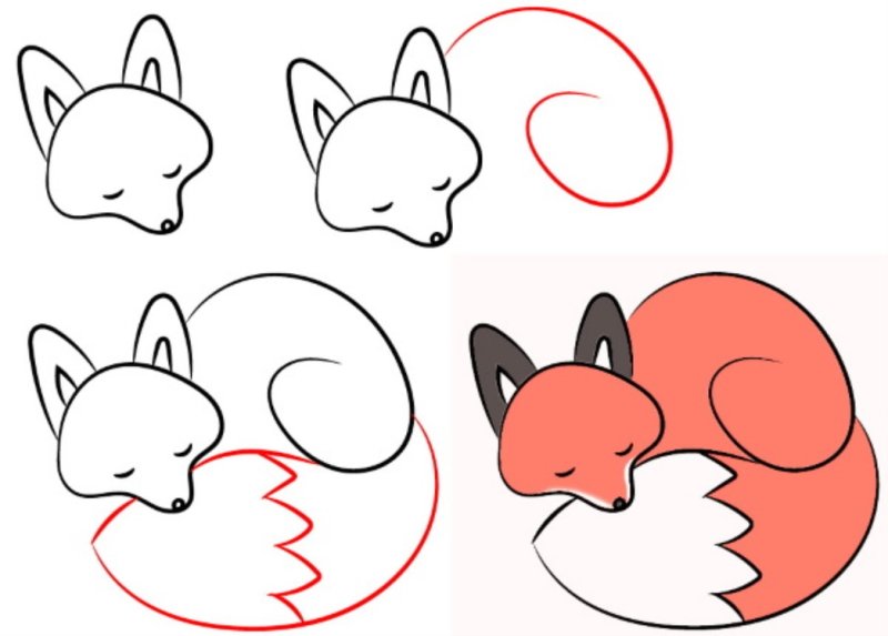 Лиса пошаговое рисование