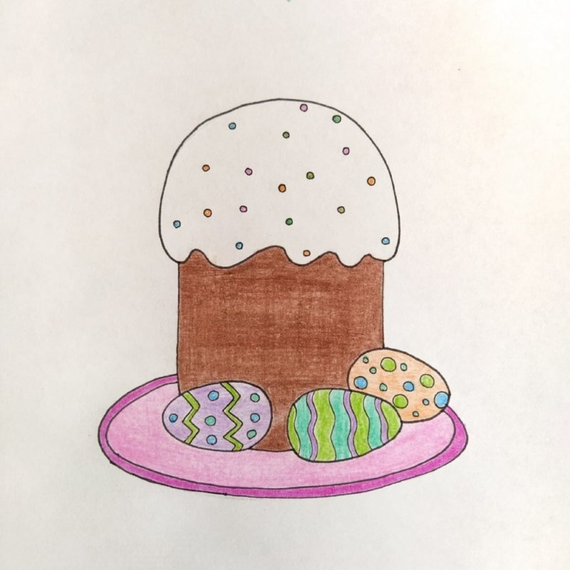 Рисунок кулича на Пасху