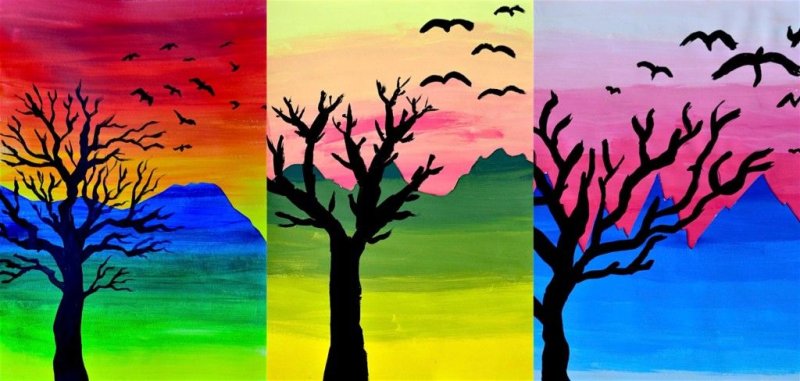 Рисунки красками легкие