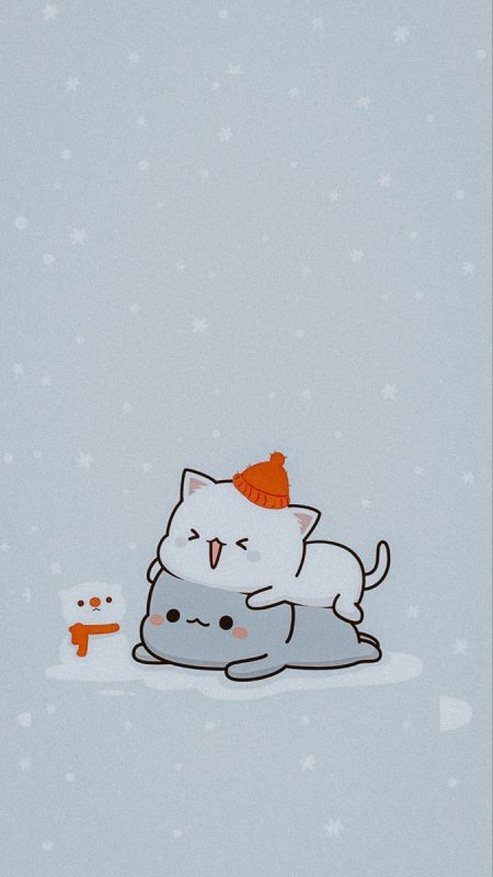 Новогодние кавайные коты