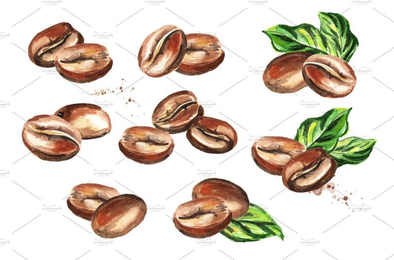 Кофейные зерна Рисованные