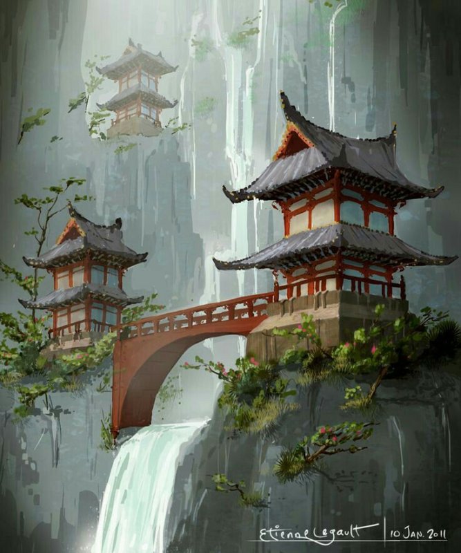 Concept Art environment храм Япония