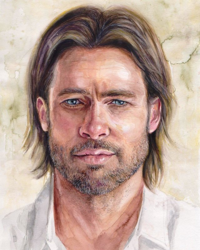 Брэд Питт портрет карандашом