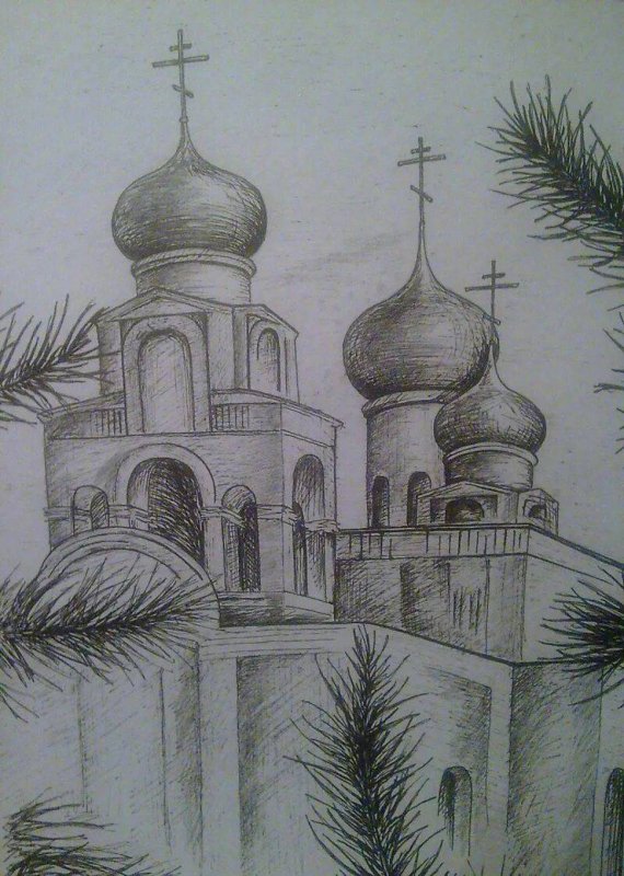 Рисунки храмов карандашом