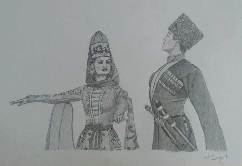 Адыгэ фащэ рисунок карандашом