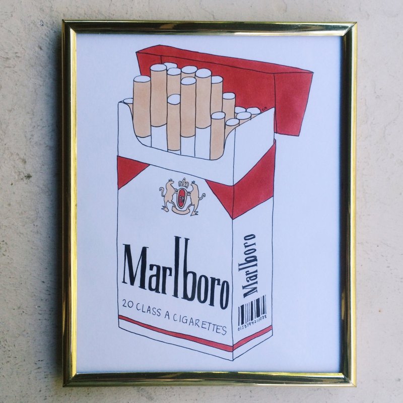 Нарисованная пачка Мальборо
