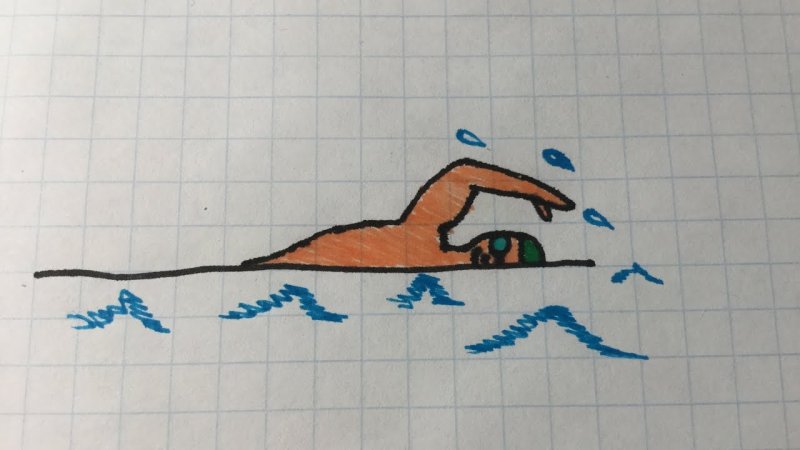 рисунки про плавание для срисовки