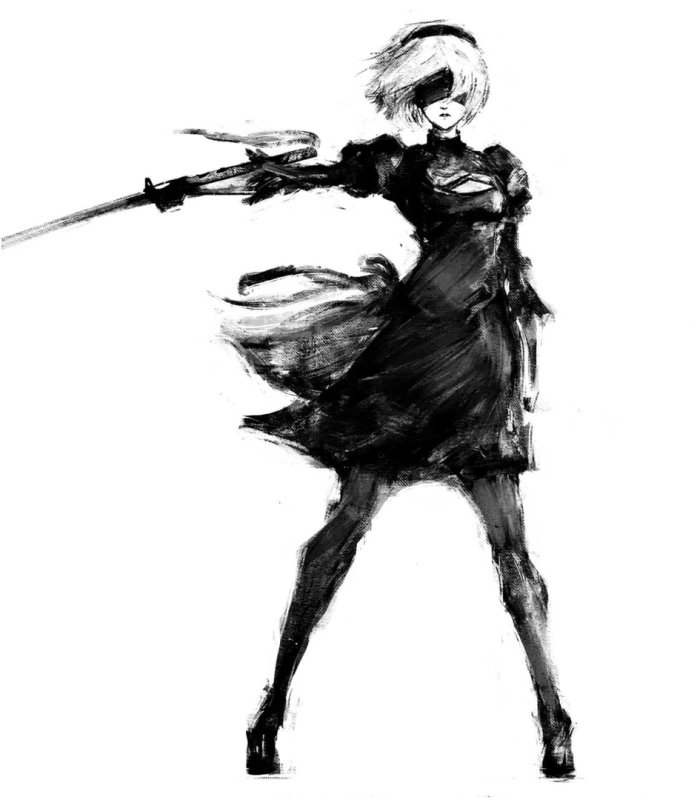 2b NIER Automata скетч