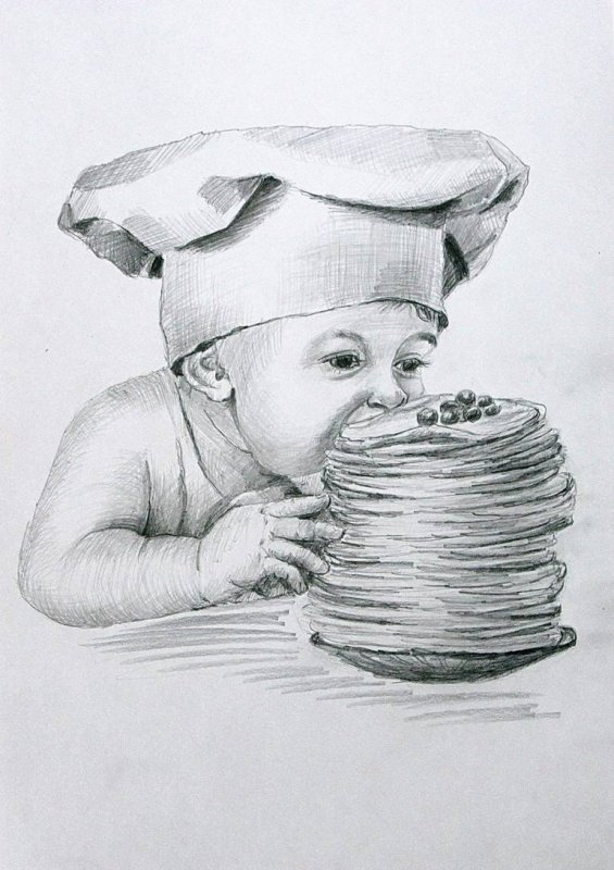 Блины нарисовать карандашом