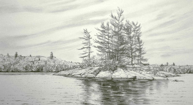 Пейзаж рисунок карандашом