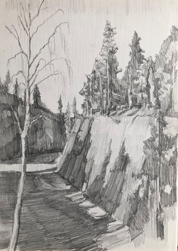 Пейзаж Графика карандаш