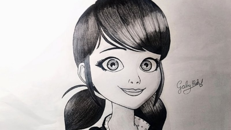 Маринетт рисунок карандашом