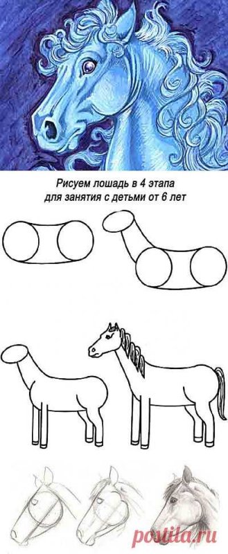 Этапы рисования лошади для детей