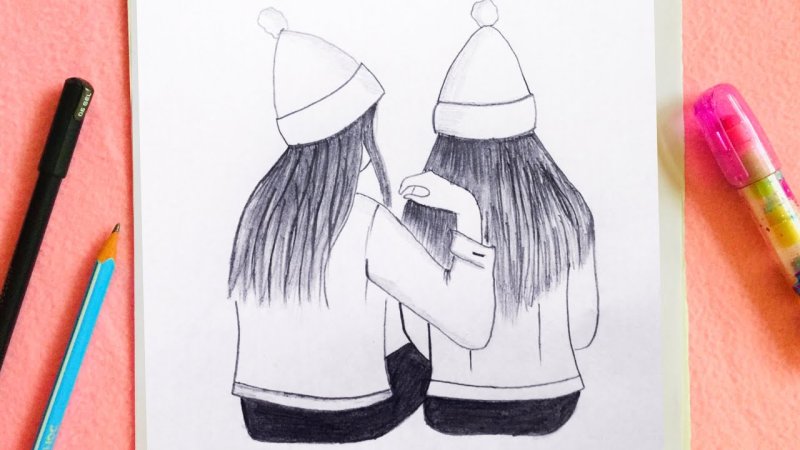 Подруги рисунок