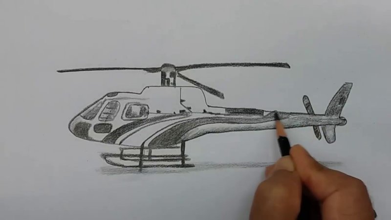 Вертолёт рисунок карандашом