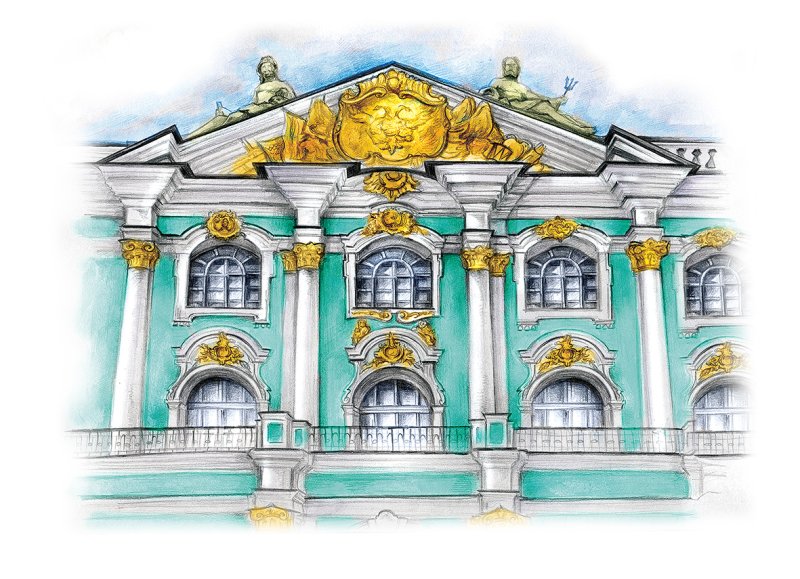 Рисунок зимнего дворца в Петербурге
