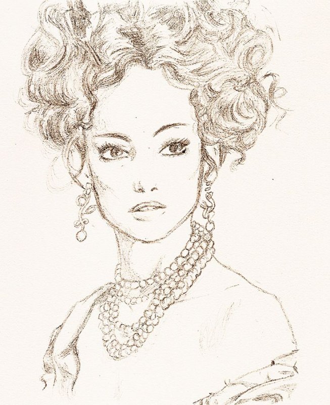 женский образ карандашом