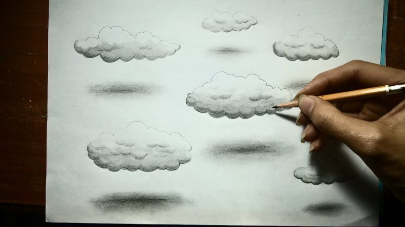 Реалистичные облака карандашом