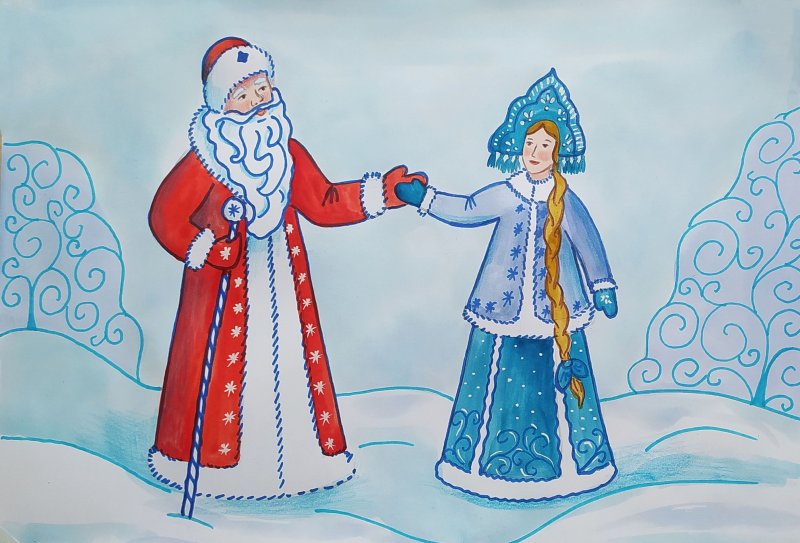 Рисование Деда Мороза и Снегурочки