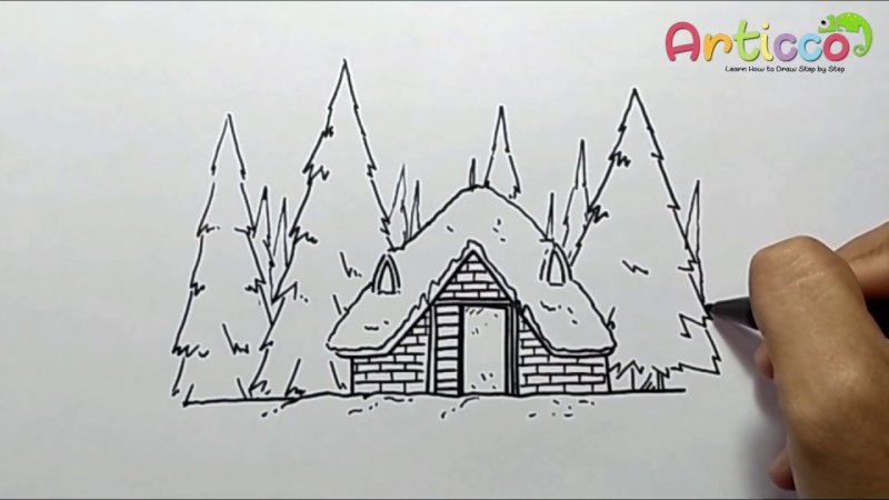 Как рисуют ну домики большие из клея вот как изрезывают