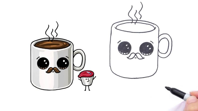 Рисунок кофе для срисовки