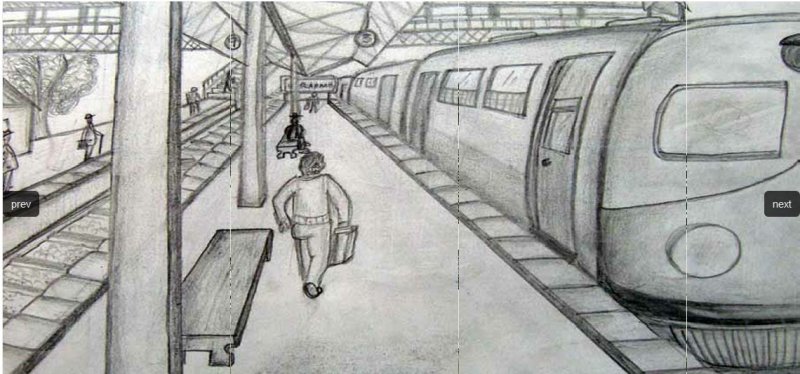 Поезд рисунок карандашом