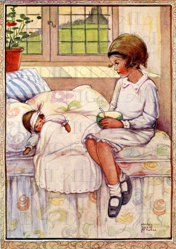 Иллюстрация кукла заболела