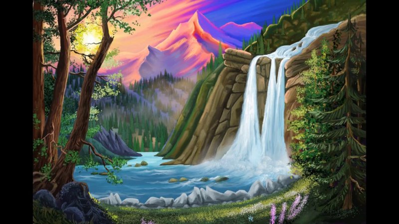 Водопад рисунок