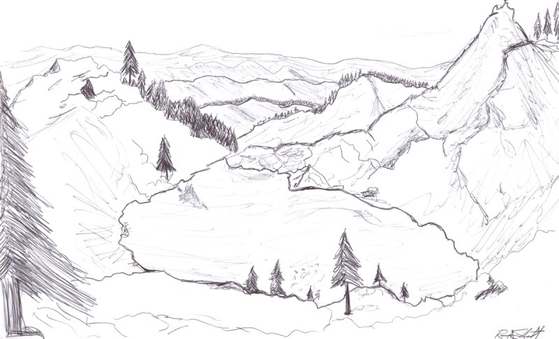 Пейзаж рисунок карандашом
