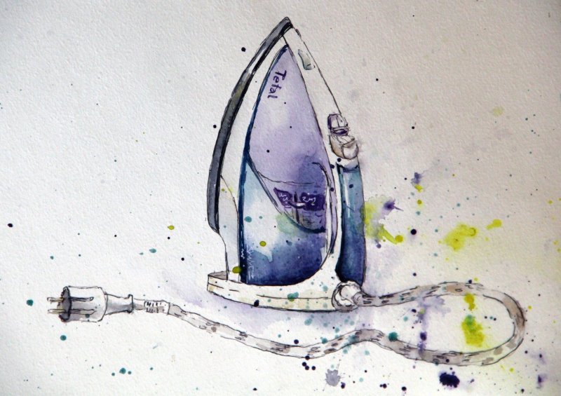 Утюг акварель