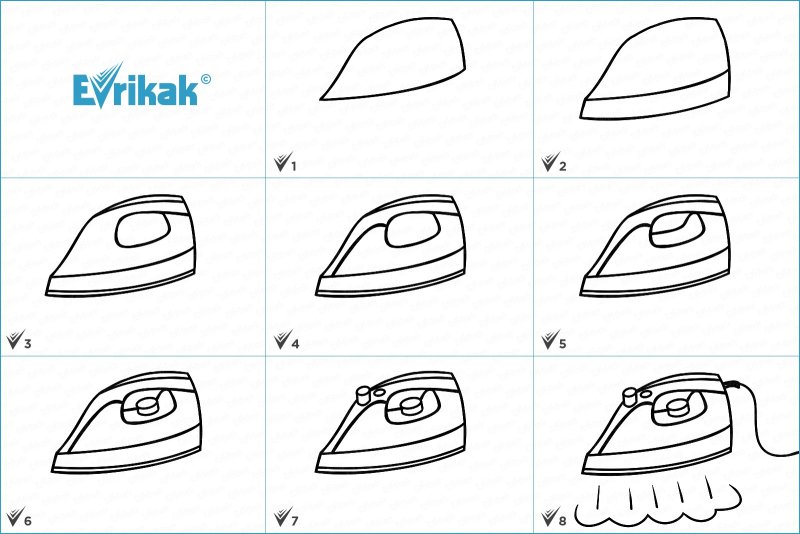 Утюг рисунок для детей карандашом