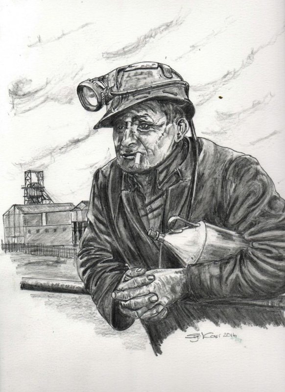 Шахтер рисунок карандашом