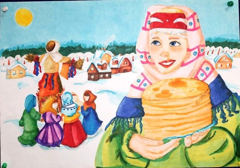Композиция Масленица рисунок