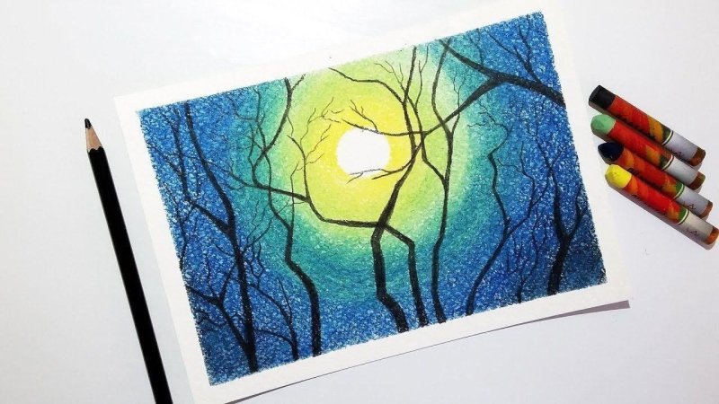 рисование масляной пастелью