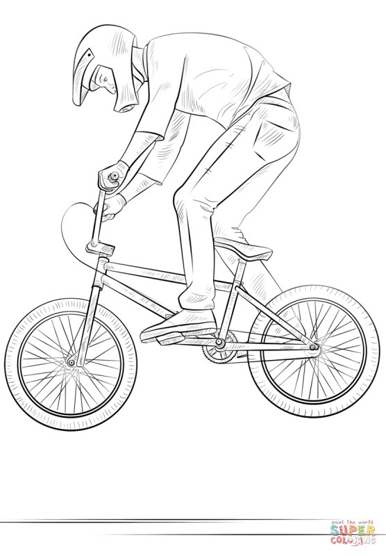 Велосипед BMX раскраска