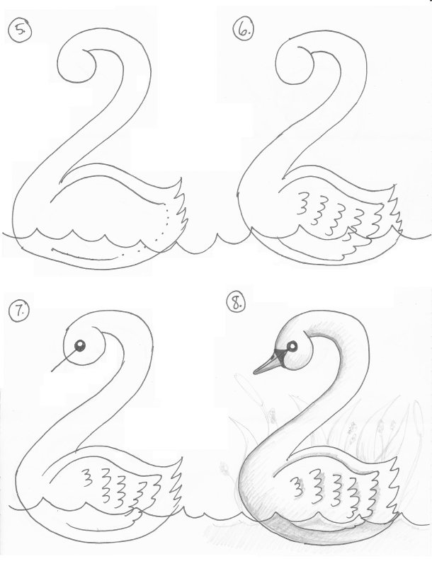 Рисунок лебедя для срисовки