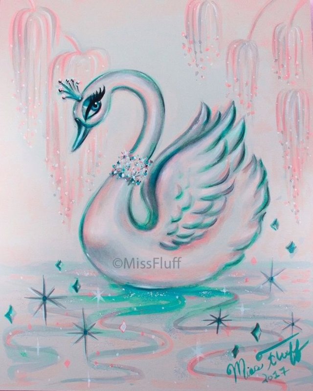 Лебедь рисунок красивый